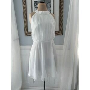 NWT Petal & Pup Halter Mini Chiffon White Graduation Dress Coquette Size 10